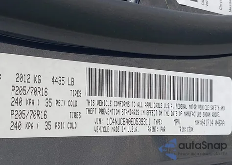 2014 Jeep Compass Sport from USA, damaged, VIN 1C4NJCBA0ED539311